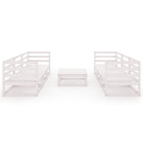 7 Piece Garden Lounge Set White Solid Pinewood - Side View