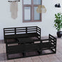 7 Piece Garden Lounge Set Black Solid Wood Pine