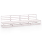 Garden 4-Seater Sofa White Solid Wood Pine