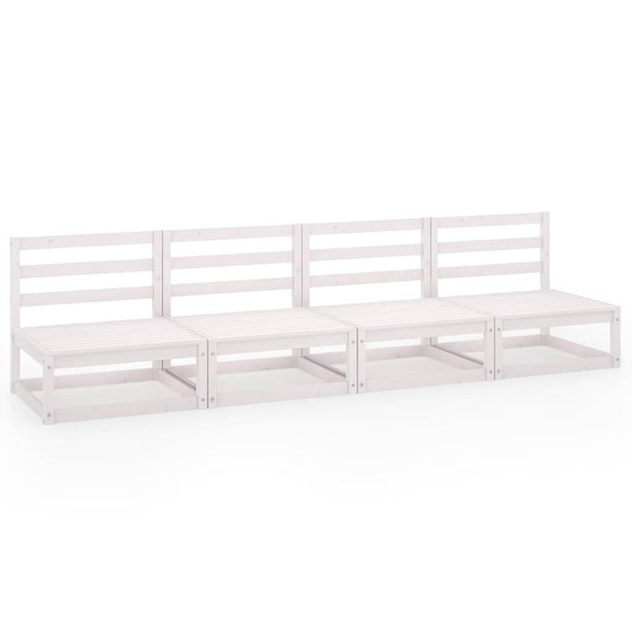Garden 4-Seater Sofa White Solid Wood Pine