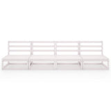 Garden 4-Seater Sofa White Solid Pinewood