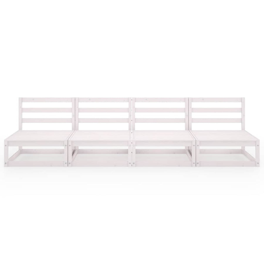 Garden 4-Seater Sofa White Solid Wood Pine