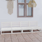 Garden 4-Seater Sofa White Solid Wood Pine