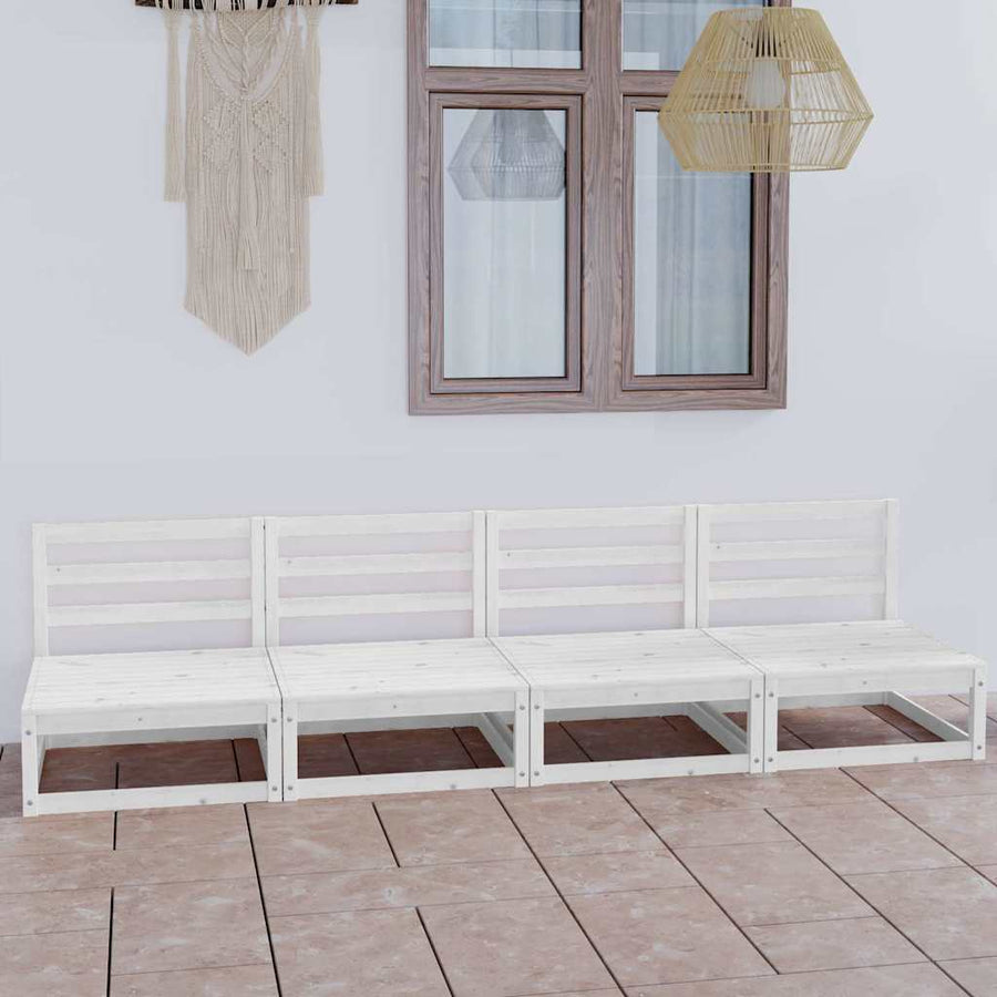 Garden 4-Seater Sofa White Solid Wood Pine