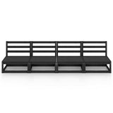 Garden 4-Seater Sofa Black Solid Pinewood