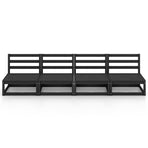 Garden 4-Seater Sofa Black Solid Wood Pine