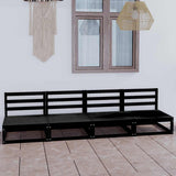 Garden 4-Seater Sofa Black Solid Pinewood