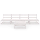 5 Piece Garden Lounge Set White Solid Pinewood - Side View