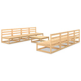 9 Piece Garden Lounge Set Solid Pinewood - Front View