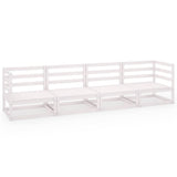 Garden 4-Seater Sofa White Solid Wood Pine - Front View