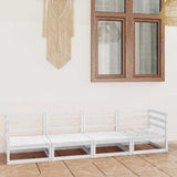 Garden 4-Seater Sofa White Solid Wood Pine
