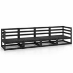 Garden 4-Seater Sofa Black Solid Wood Pine