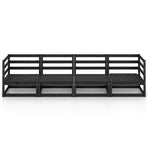 Garden 4-Seater Sofa Black Solid Wood Pine