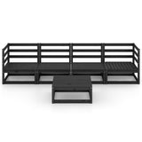5 Piece Garden Lounge Set Black Solid Pinewood - Side View