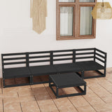 5 Piece Garden Lounge Set Black Solid Pinewood