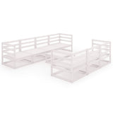 8 Piece Garden Lounge Set White Solid Pinewood - Front View