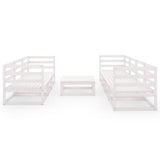 8 Piece Garden Lounge Set White Solid Pinewood - Side View