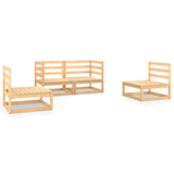 4 Piece Garden Lounge Set Solid Pinewood - Front View