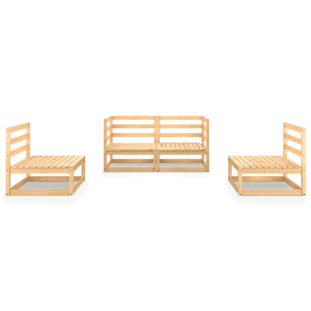 4 Piece Garden Lounge Set Solid Pinewood