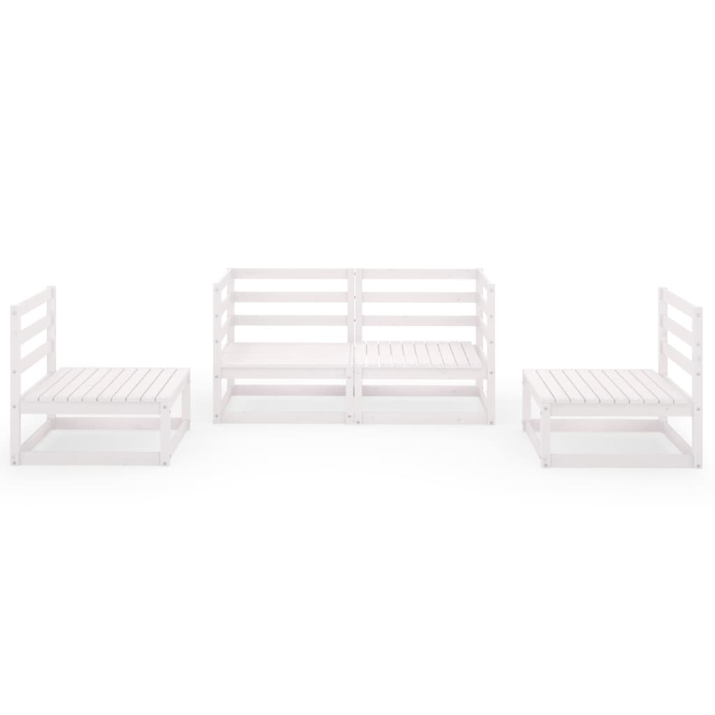 4 Piece Garden Lounge Set White Solid Pinewood