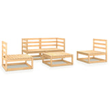 5 Piece Garden Lounge Set Solid Pinewood - Front View
