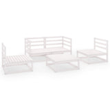 5 Piece Garden Lounge Set White Solid Pinewood - Front View