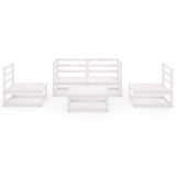 5 Piece Garden Lounge Set White Solid Pinewood - Side View