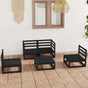 5 Piece Garden Lounge Set Black Solid Wood Pine