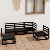 5 Piece Garden Lounge Set Black Solid Pinewood