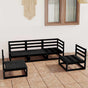 5 Piece Garden Lounge Set Black Solid Wood Pine