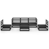 6 Piece Garden Lounge Set Black Solid Pinewood - Side View