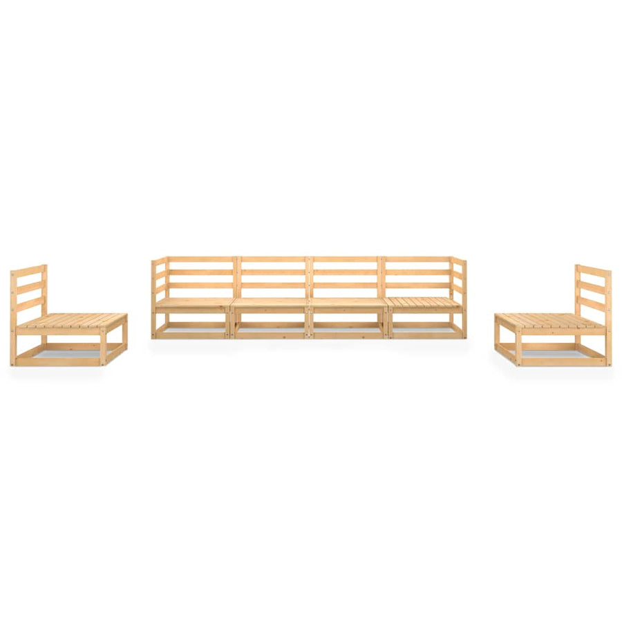 6 Piece Garden Lounge Set Solid Wood Pine