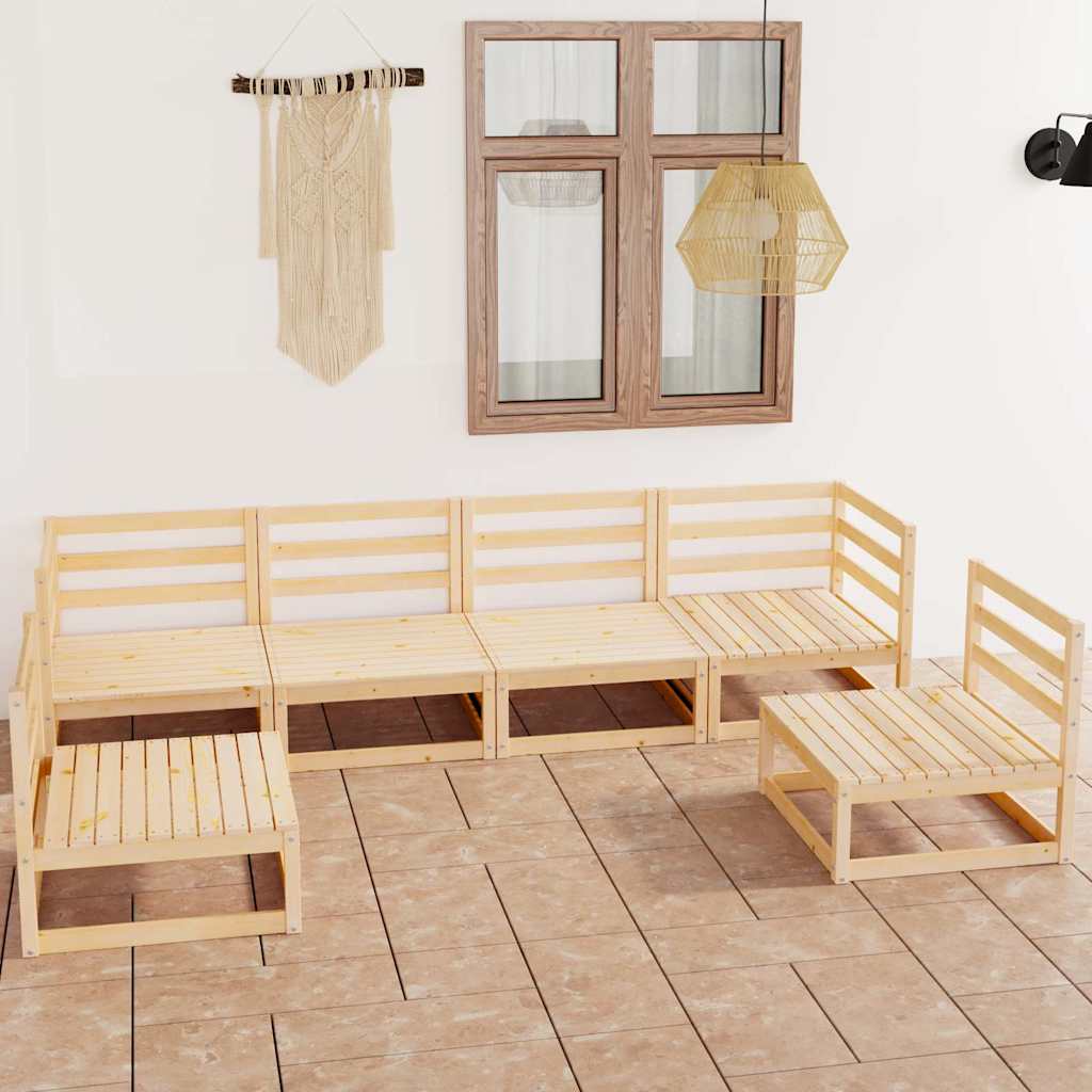6 Piece Garden Lounge Set Solid Wood Pine