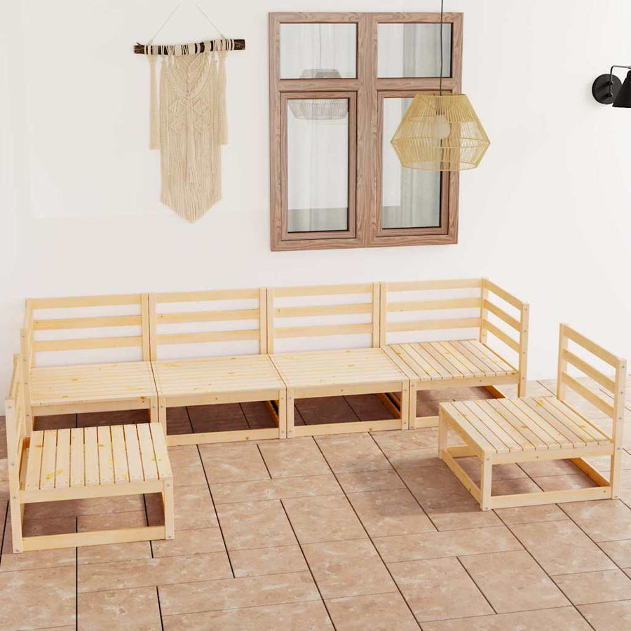 6 Piece Garden Lounge Set Solid Wood Pine