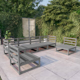 6 Piece Garden Lounge Set Grey Solid Pinewood