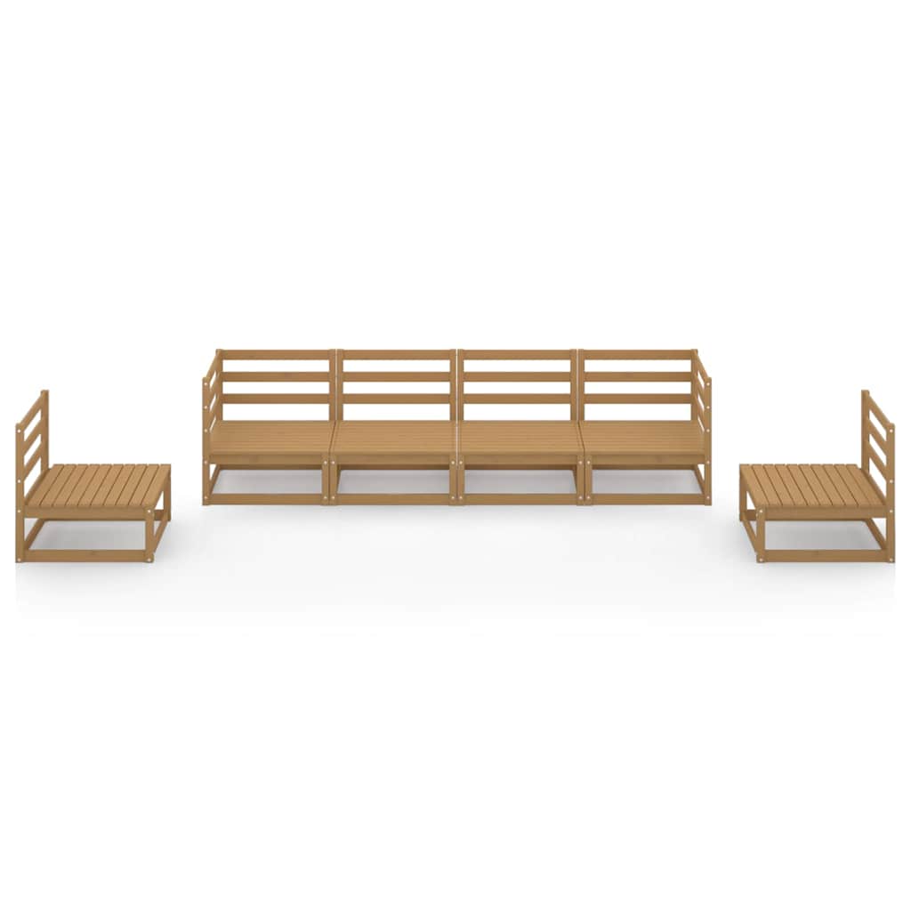 6 Piece Garden Lounge Set Honey Brown Solid Wood Pine