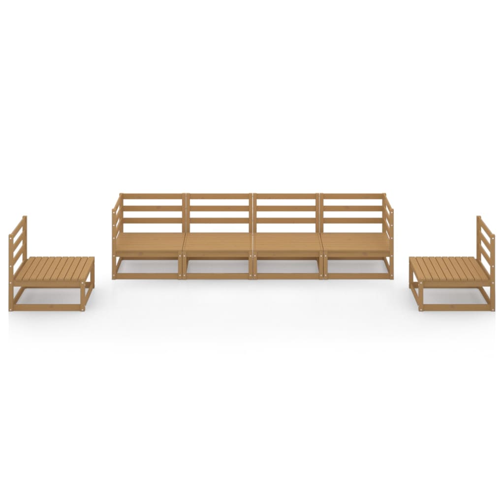 6 Piece Garden Lounge Set Honey Brown Solid Pinewood