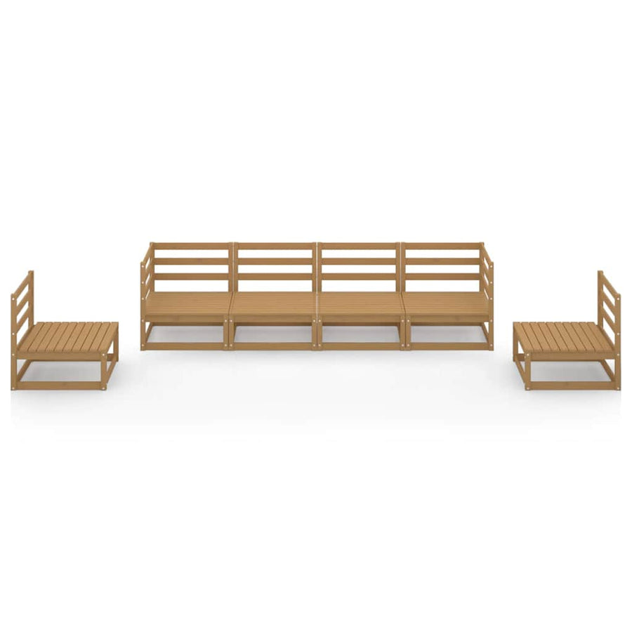 6 Piece Garden Lounge Set Honey Brown Solid Wood Pine