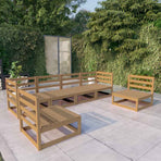 6 Piece Garden Lounge Set Honey Brown Solid Wood Pine
