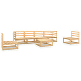 7 Piece Garden Lounge Set Solid Pinewood - Front View