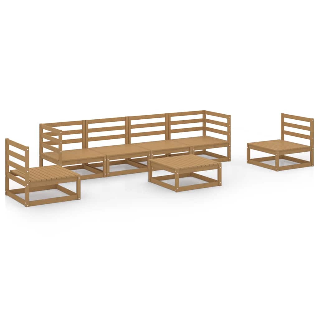 7 Piece Garden Lounge Set Honey Brown Solid Wood Pine