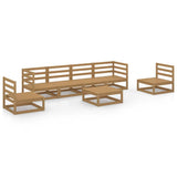 7 Piece Garden Lounge Set Honey Brown Solid Wood Pine