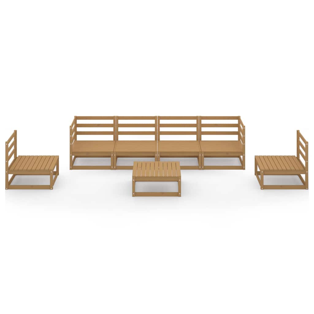 7 Piece Garden Lounge Set Honey Brown Solid Wood Pine