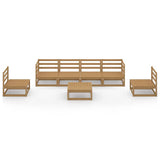 7 Piece Garden Lounge Set Honey Brown Solid Wood Pine - Side View