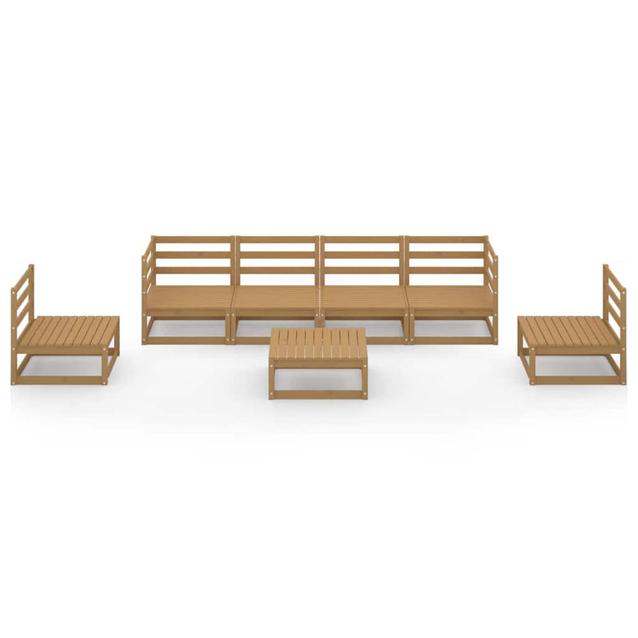 7 Piece Garden Lounge Set Honey Brown Solid Wood Pine