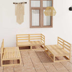 6 Piece Garden Lounge Set Solid Wood Pine