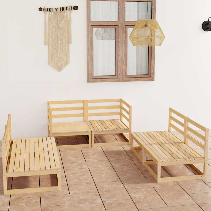 6 Piece Garden Lounge Set Solid Wood Pine