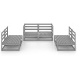 6 Piece Garden Lounge Set Grey Solid Pinewood