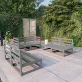 6 Piece Garden Lounge Set Grey Solid Pinewood