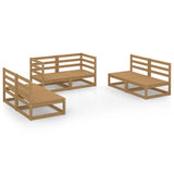 6 Piece Garden Lounge Set Honey Brown Solid Wood Pine - Front View